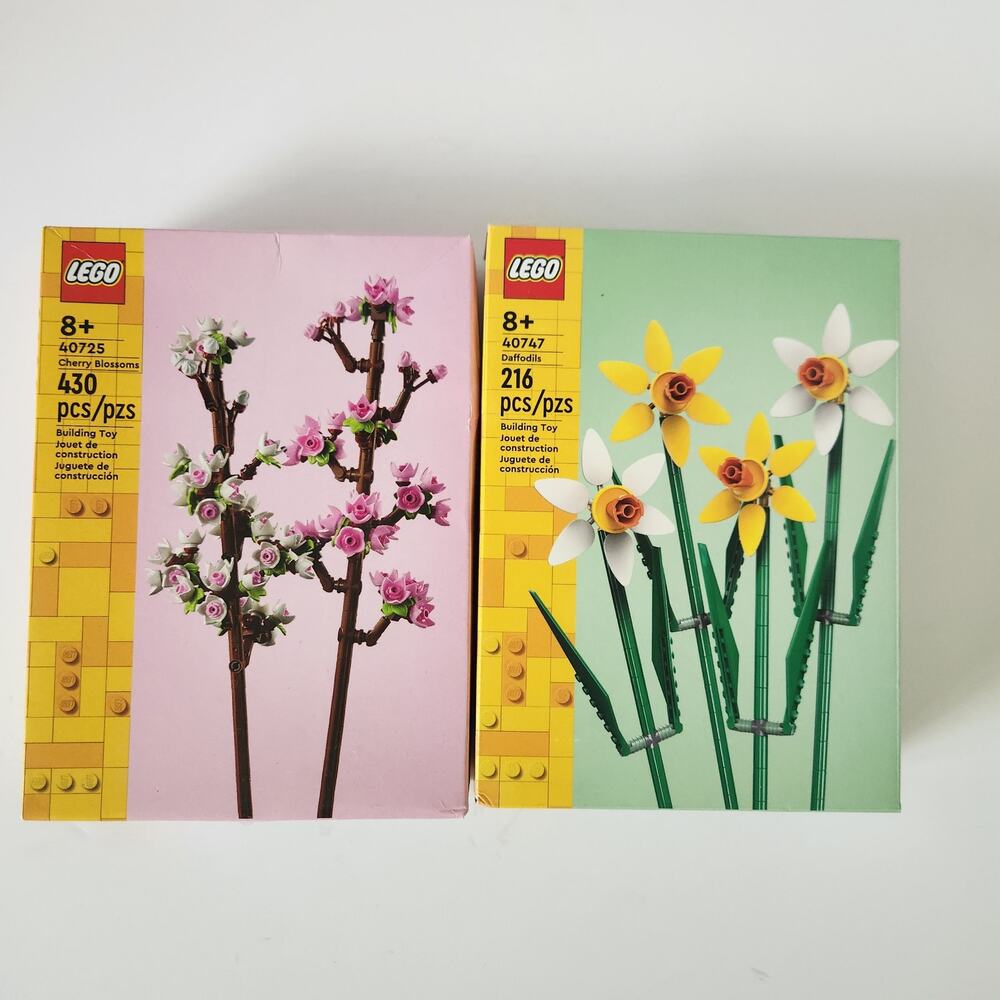 New! LEGO Botanical Flower Lot Cherry Blossoms 40725 Daffodil 40747 Building Set